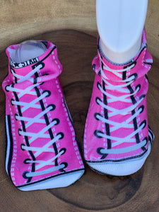 Faux high top shoe Socks pink baby size