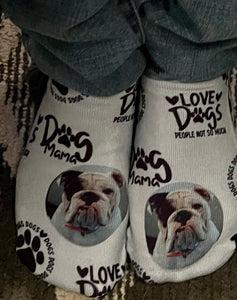 Custom dog face socks.