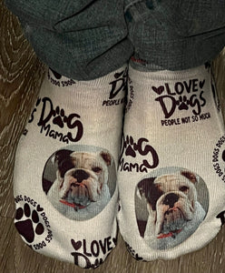 Custom dog face socks.