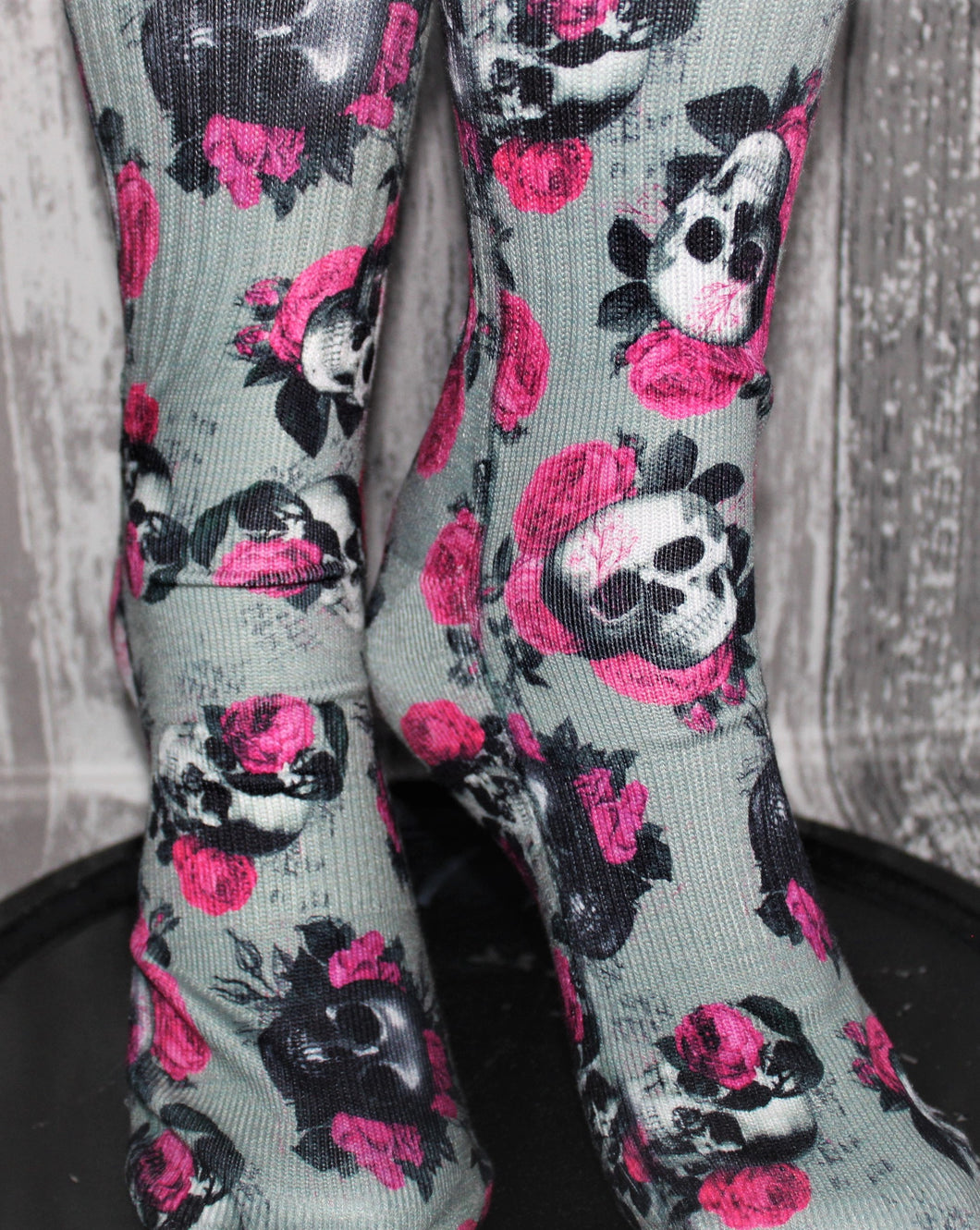 Pink Roses and Skulls Sports Socks