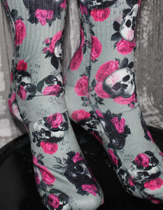 Pink Roses and Skulls Sports Socks