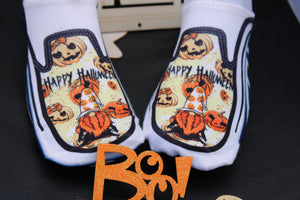 Pumpkin Gnome Faux Vans no show socks