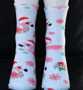 Pink Flamingos Christmas Socks