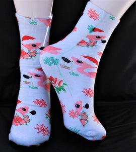 Pink Flamingos Christmas Socks