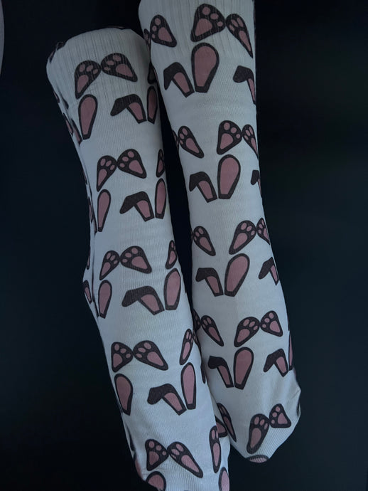 Bunny Ears print design on Polyester dress socks