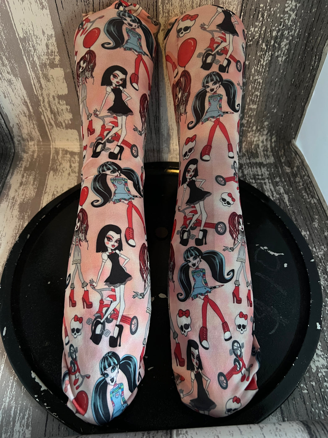 Fun Goth Girls print knee high stockings/socks