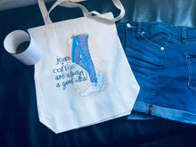 Coffee and jeans shopping tote bag