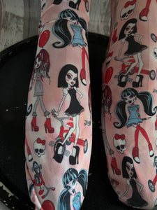 Fun Goth Girls print knee high stockings/socks