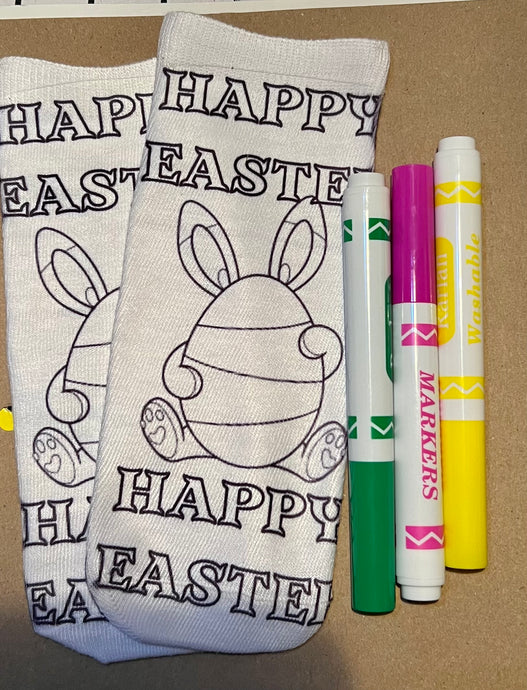 Easter bunny coloring socks