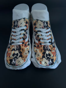 Faux shoe Doggies print no show socks