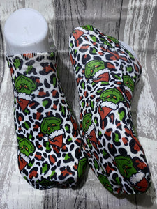 Christmas leopard grinch no show socks