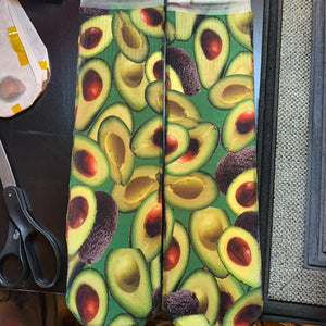 Cute Avocado inspired custom socks yougotsocks.com