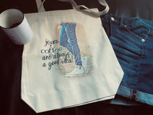 Coffee and jeans shopping tote bag