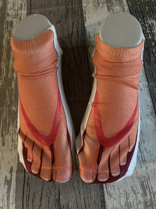 Faux flip flop feet ankle socks